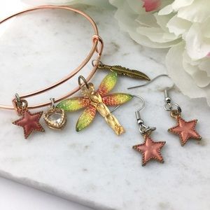 ✨STUNNING DRAGONFLY STAR BRACELET EARRINGS SET